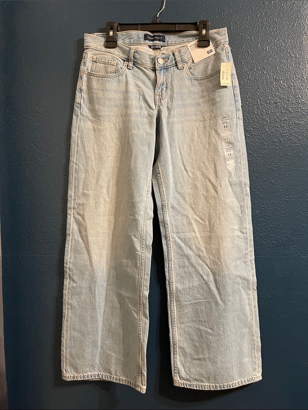 Aeropostale Super Low Rise Baggy Wide Leg Streetwear Jeans Light Wash 8R NWT